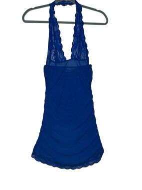 VTG Y2K Fredericks Of Hollywood Mesh & Lace Dress Ruched Bodycon Lingerie Size M